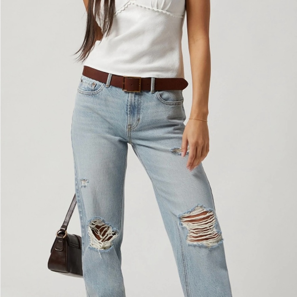 PacSun Light Blue Ripped Straight Leg Jeans